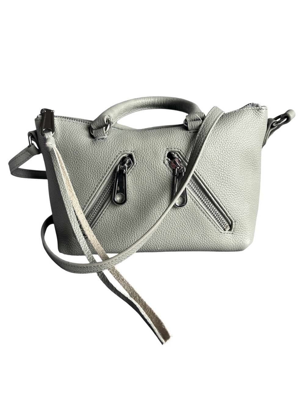 Rebecca Minkoff Micro Moto Leather Satchel in Dove Grey EUC